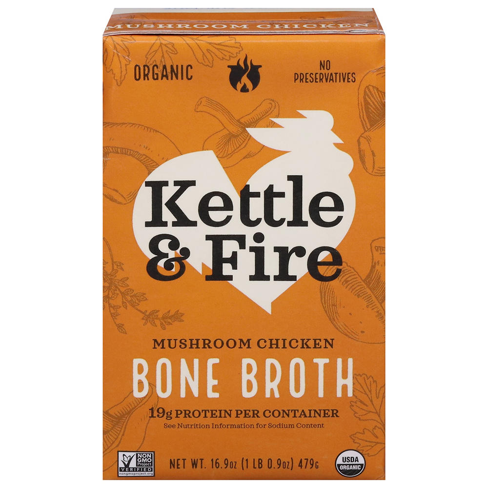 Kettle & Fire Organic Mushroom Chicken Bone Broth, 16.9 oz