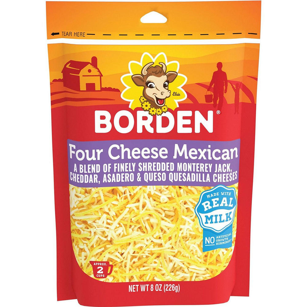 Borden Four Cheese Mexican Shredded, 8 oz