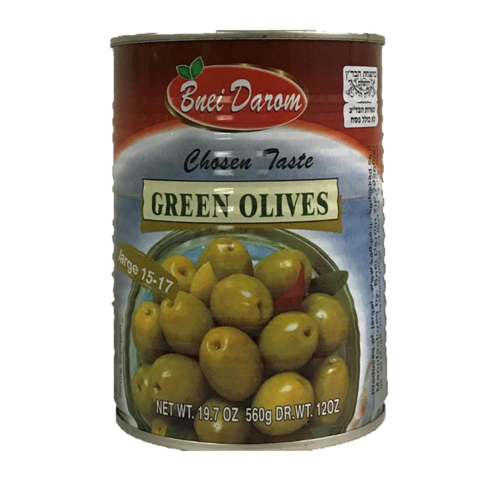Bnei Darom Kosher Green Olives, 19.7 oz