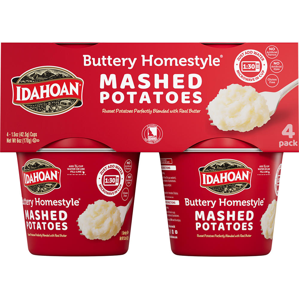 Idahoan Buttery Homestyle Mashed Potatoes Cups, 4 ct