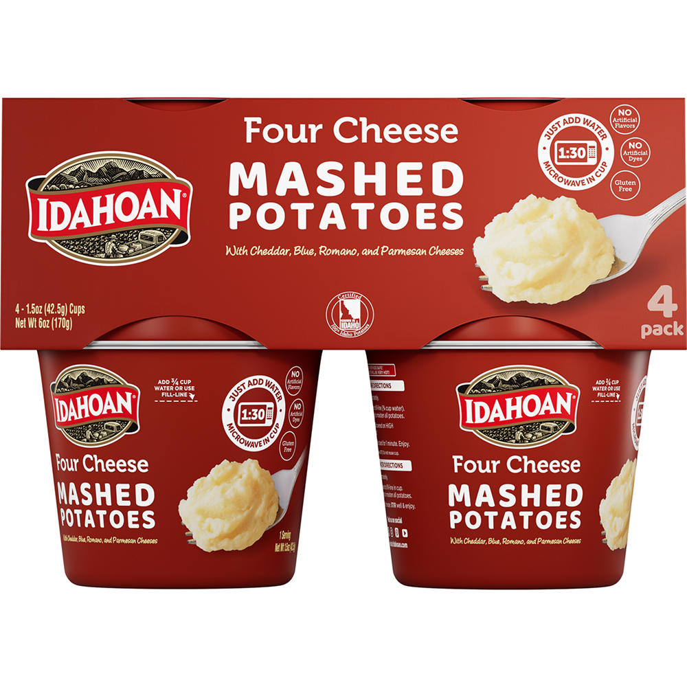 Idahoan Four Cheese Mashed Potatoes Cups, 4 ct