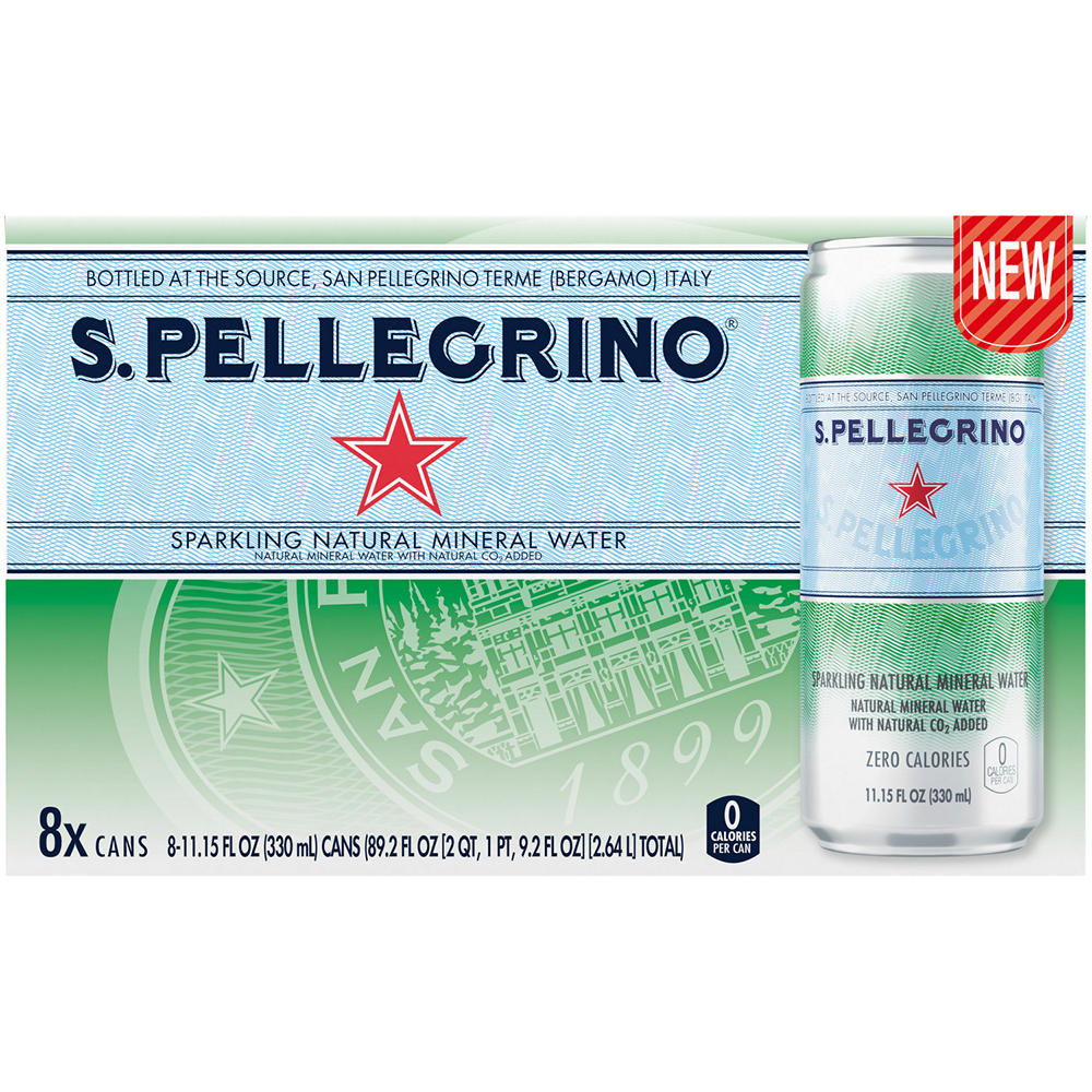 San Pellegrino Sparkling Natural Mineral Water 8 pk Cans, 11.2 oz