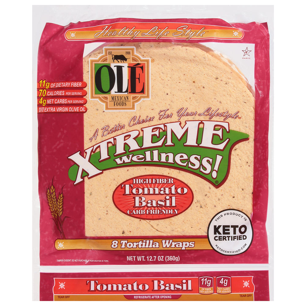 Ole Xtreme Wellness! Tomato Basil Tortilla Wraps, 8 ct
