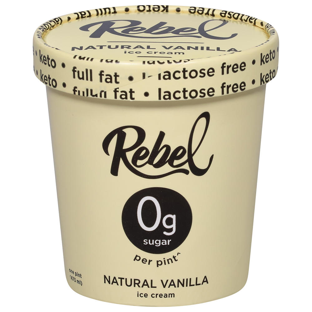 Rebel 0g Sugar Ice Cream - Natural Vanilla, 1 pt