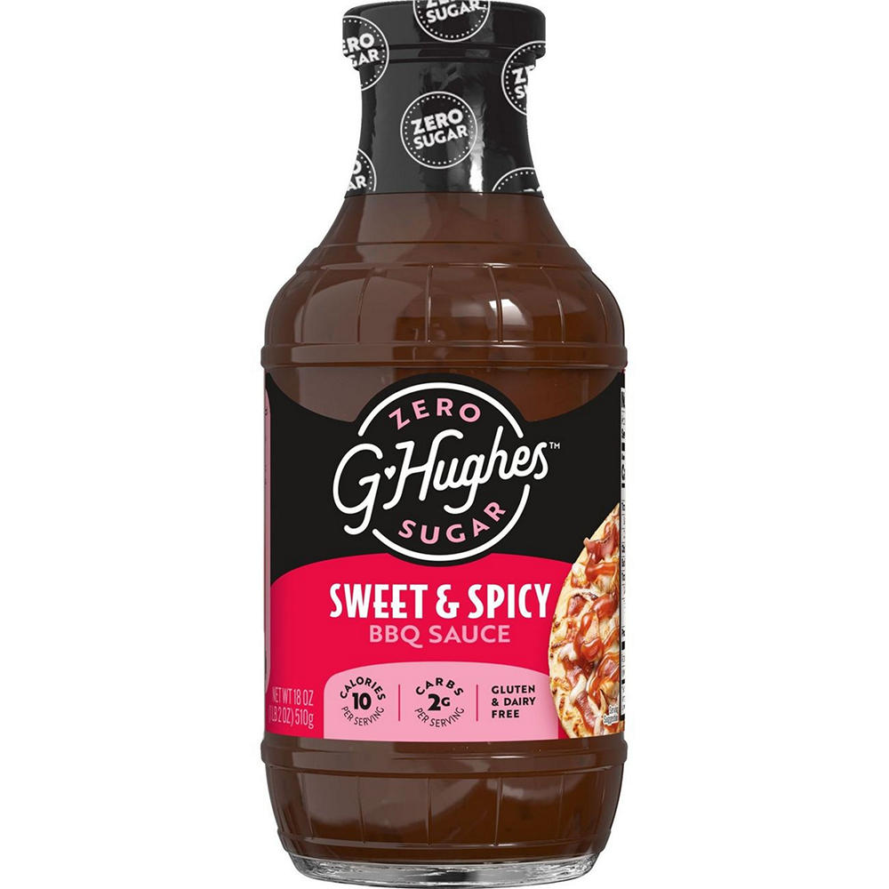 G Hughes Smokehouse Zero Sugar Sweet & Spicy BBQ Sauce, 18 oz