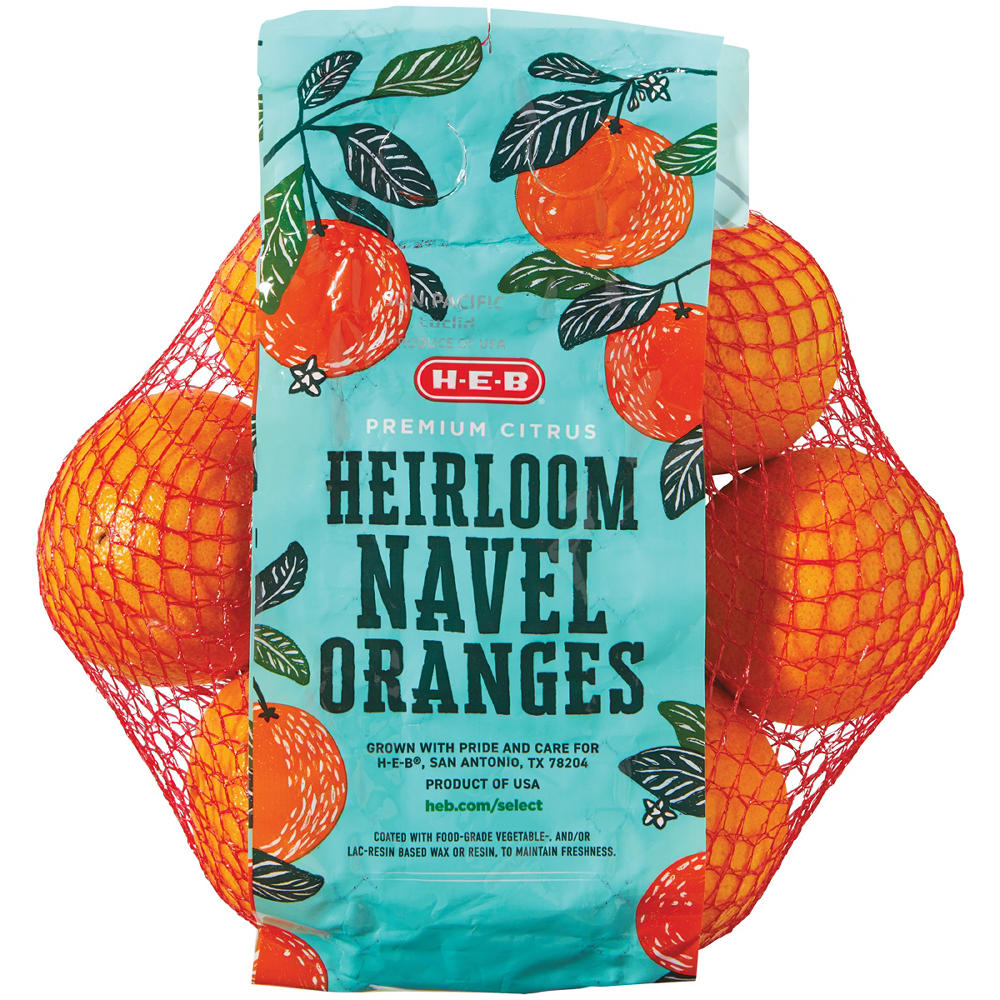 H-E-B Fresh Heirloom Navel Oranges, 3 lb bag