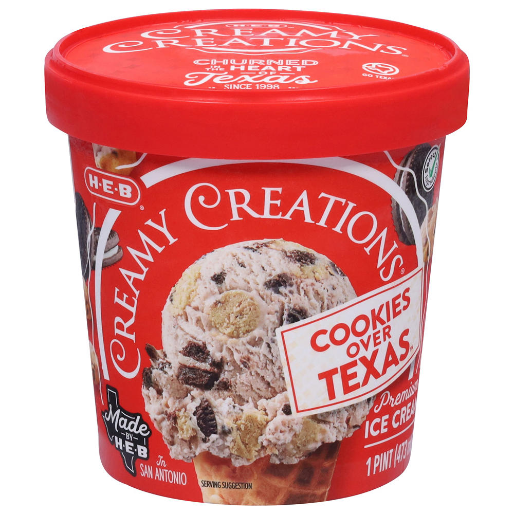 H-E-B Creamy Creations Cookies Over Texas Ice Cream, 1 pt
