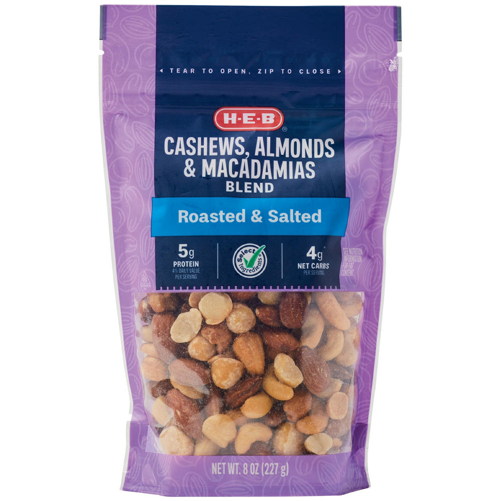 H-E-B Salted Roasted Cashews, Almonds & Macadamia Nuts, 8 oz