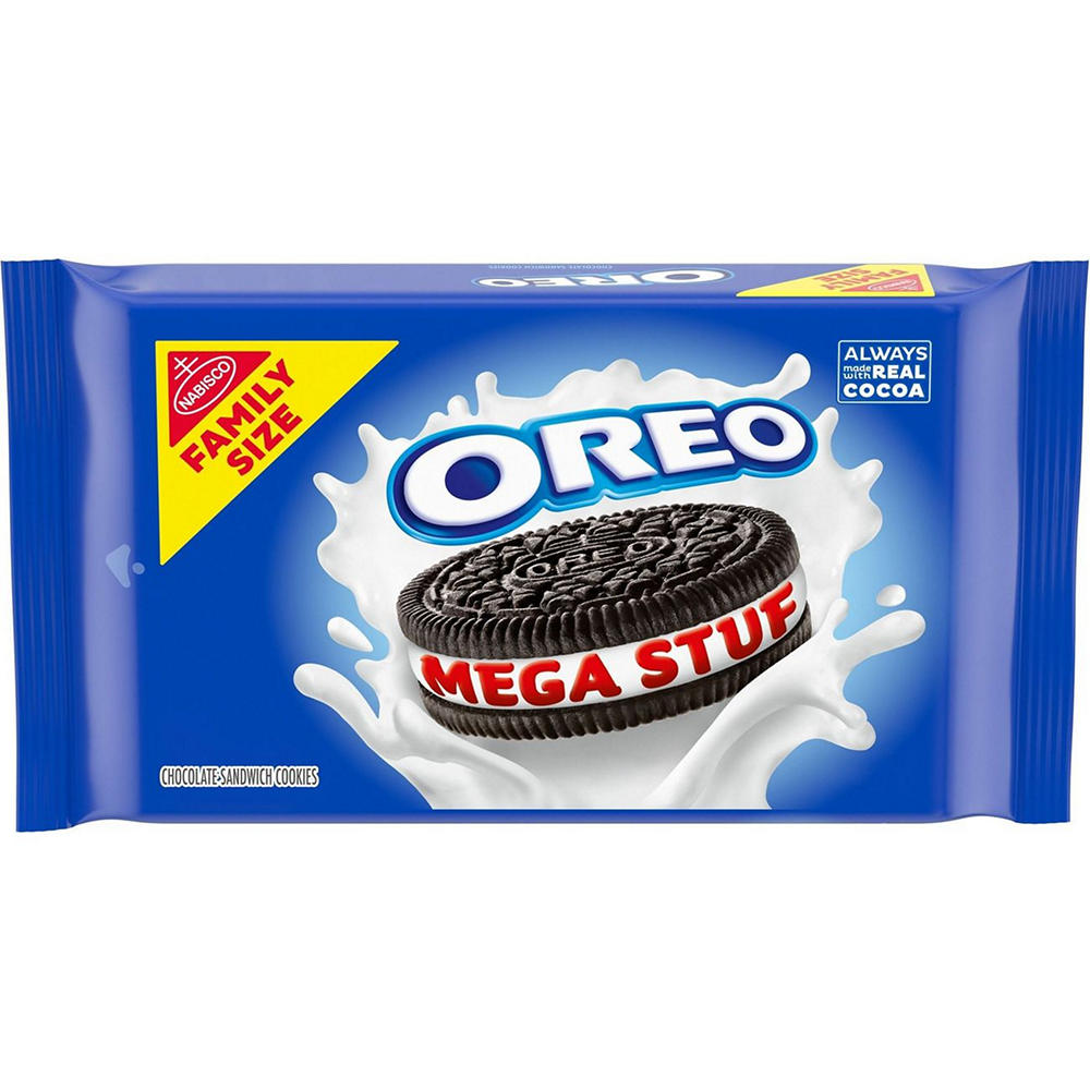 OREO Mega Stuf Chocolate Sandwich Cookies - Family Size, 17.6 oz