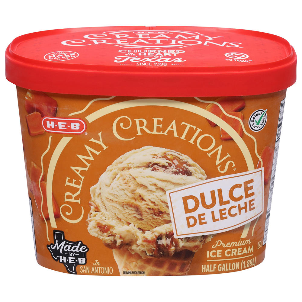 H-E-B Creamy Creations Dulce de Leche Ice Cream, 1/2 gal