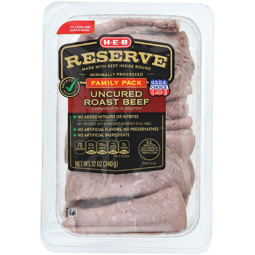 H-E-B Reserve Angus Roast Beef Lunch Meat - Family Pack, 12 oz