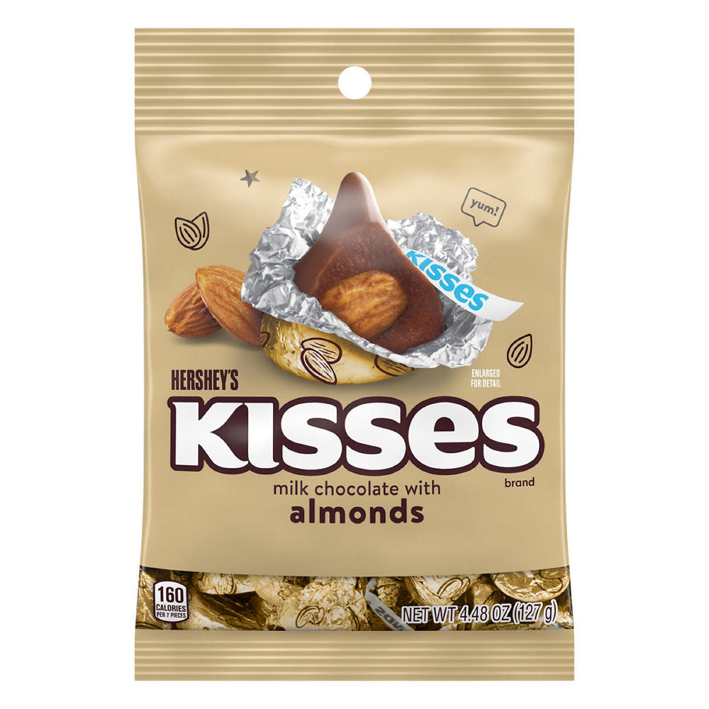 Hershey's Kisses Milk Chocolate with Almonds Candy, 4.48 oz