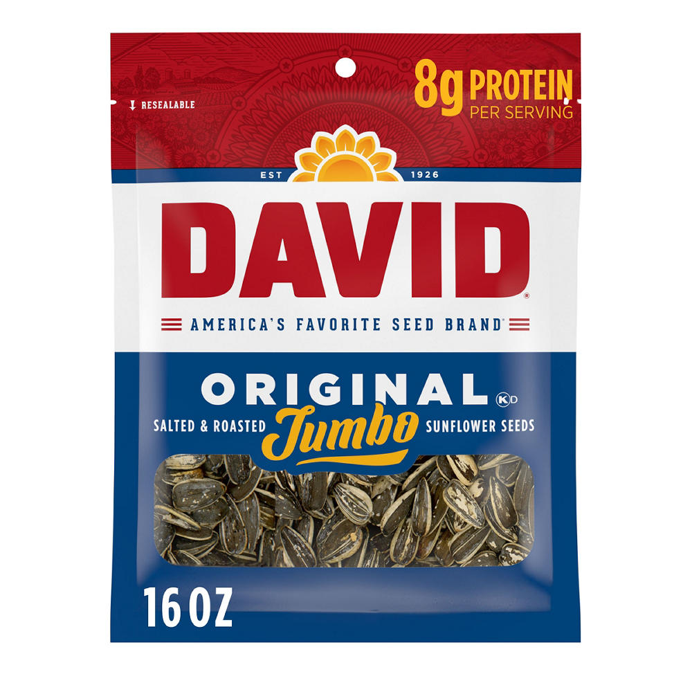 DAVID Salted Roasted Jumbo Sunflower Seeds - Original, 16 oz
