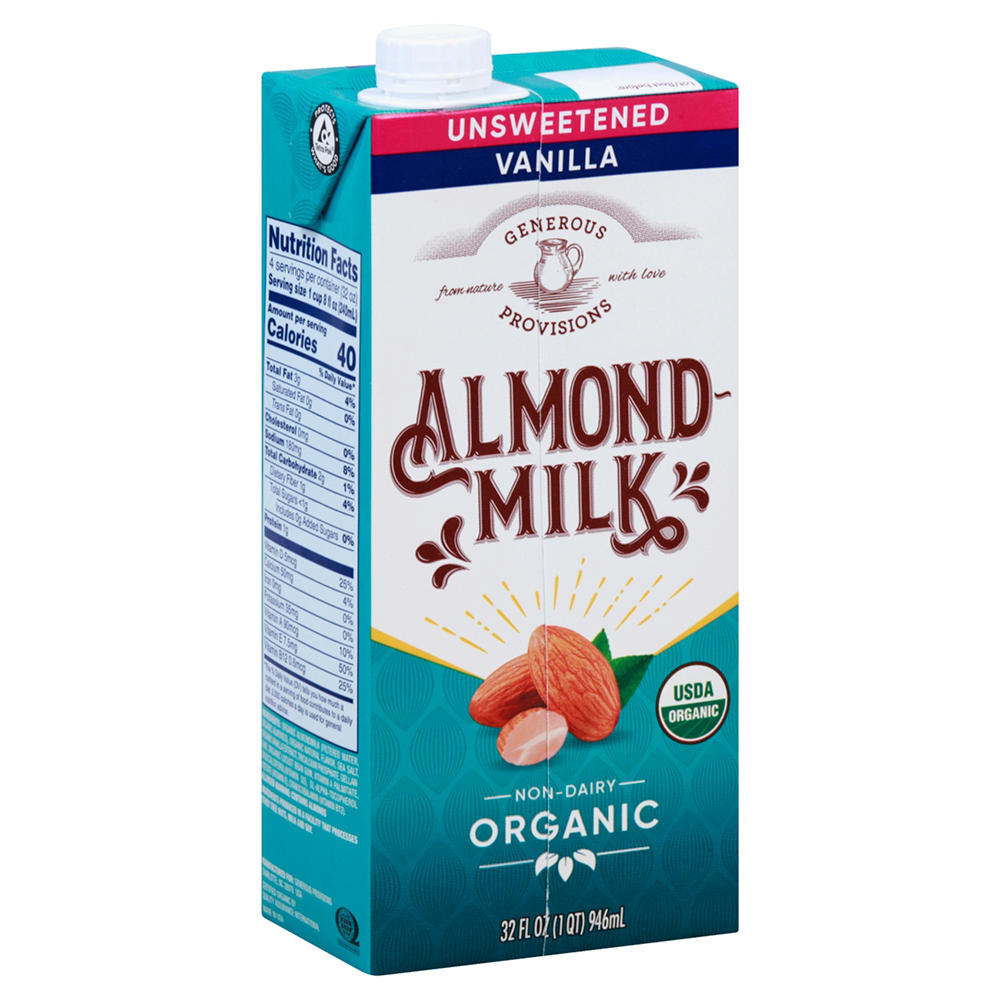 Generous Provisions Organic Unsweetened Vanilla Almond Milk, 32 oz