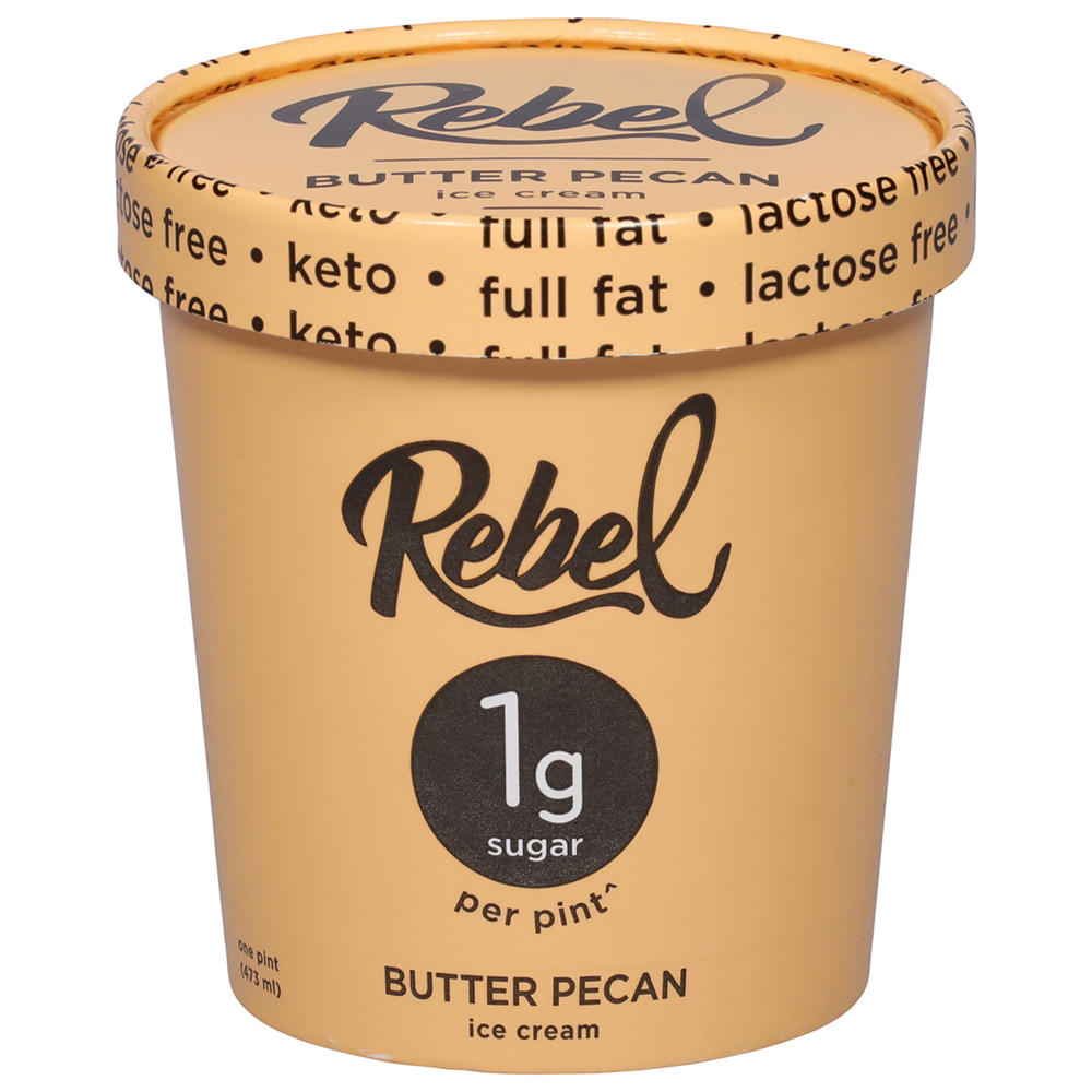 Rebel 1g Sugar Ice Cream - Butter Pecan, 1 pt