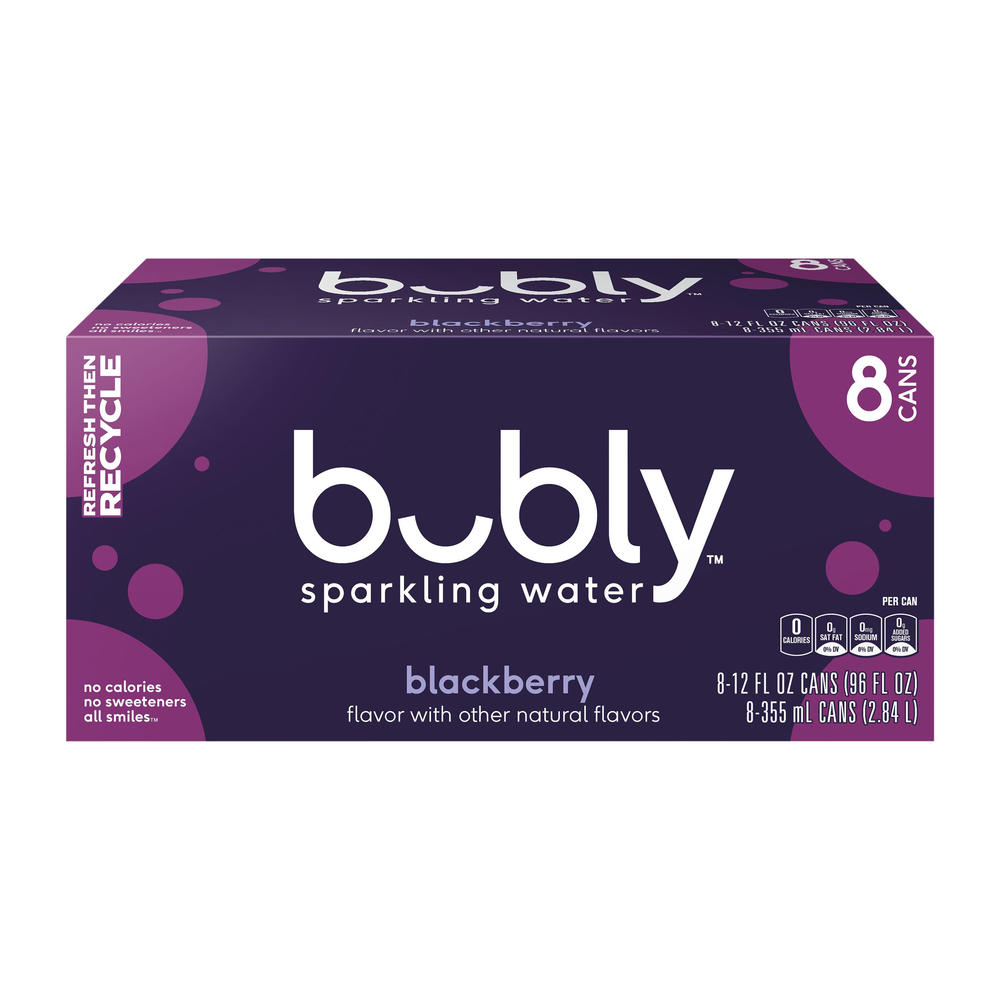 Bubly Blackberry Sparkling Water 8 pk Cans, 12 oz