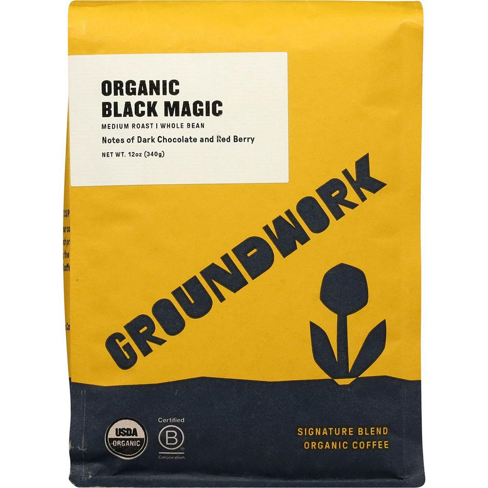 Groundwork Organic Black Magic Medium Roast Whole Bean Coffee, 12 oz