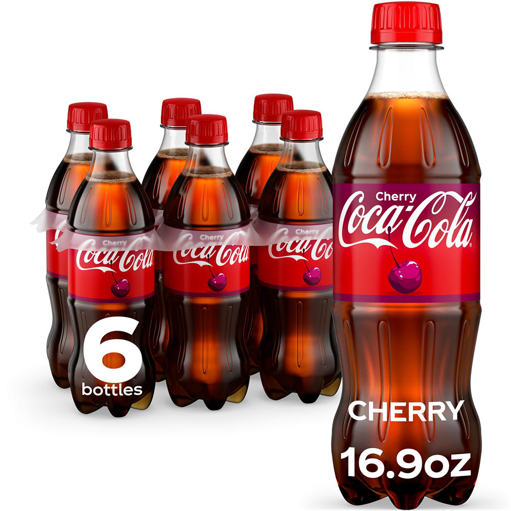 Coca-Cola Cherry Soda Soft Drink 6 pk Bottles, 16.9 oz