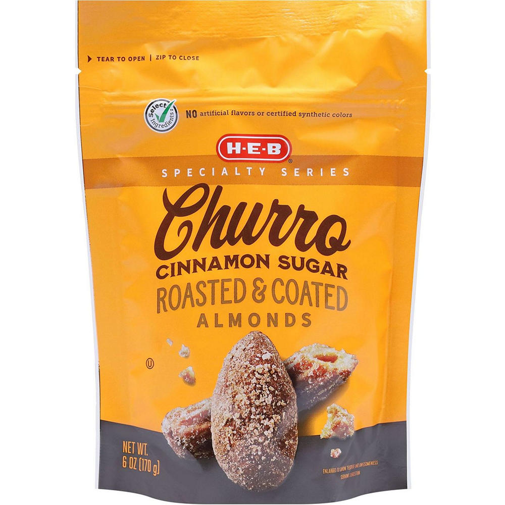 H-E-B Churro Cinnamon Sugar-Coated Roasted Blanched Almonds, 6 oz