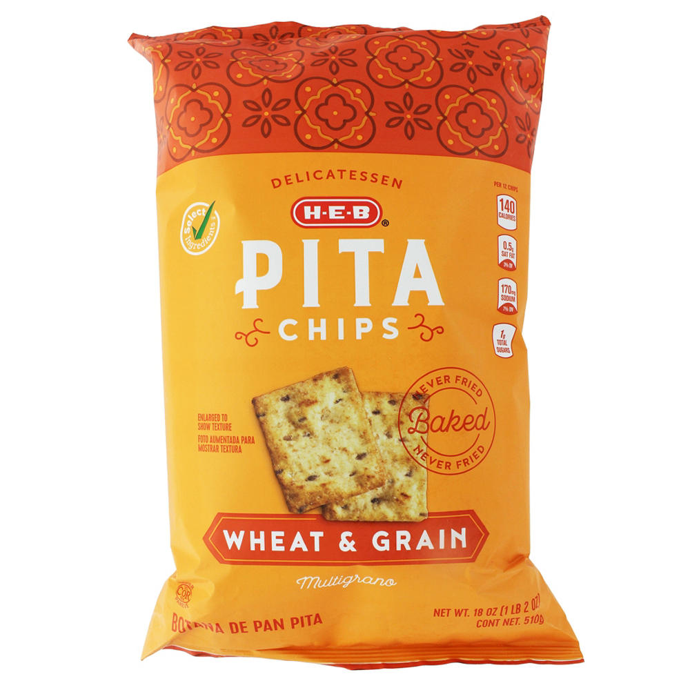 H-E-B Wheat & Grain Pita Chips, 18 oz
