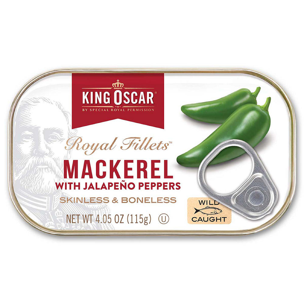 King Oscar Wild Caught Royal Fillets Mackerel with Jalapeno Peppers, 4.05 oz