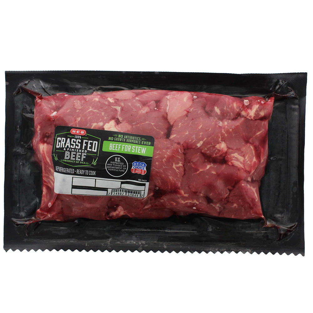H-E-B Grass Fed Beef For Stew Boneless, USDA Choice, Avg. 0.97 lb