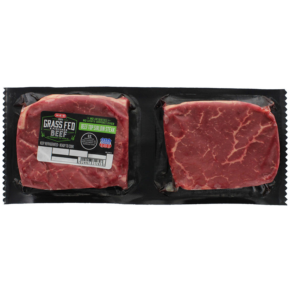 H-E-B Grass Fed Beef Sirloin Center Cut Steak Boneless Extra Thick, USDA Choice, Avg. 0.765 lb