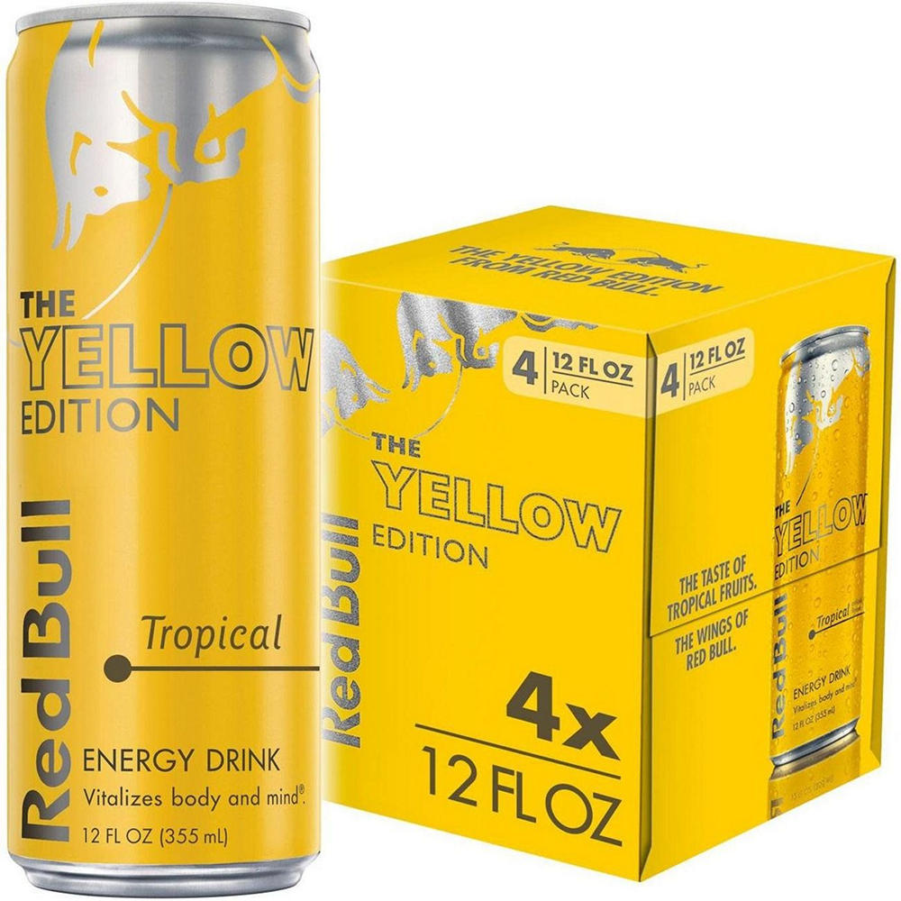 Red Bull Yellow Edition Tropical Energy Drink 4 pk Cans, 12 oz