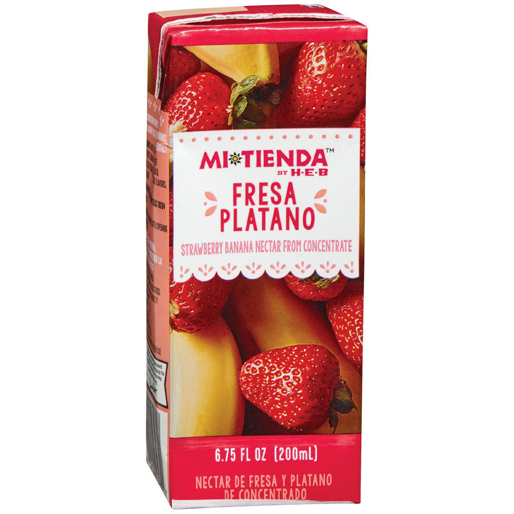 H-E-B Mi Tienda Fresa Platano Strawberry Banana Nectar Juice Box, 6.75 oz