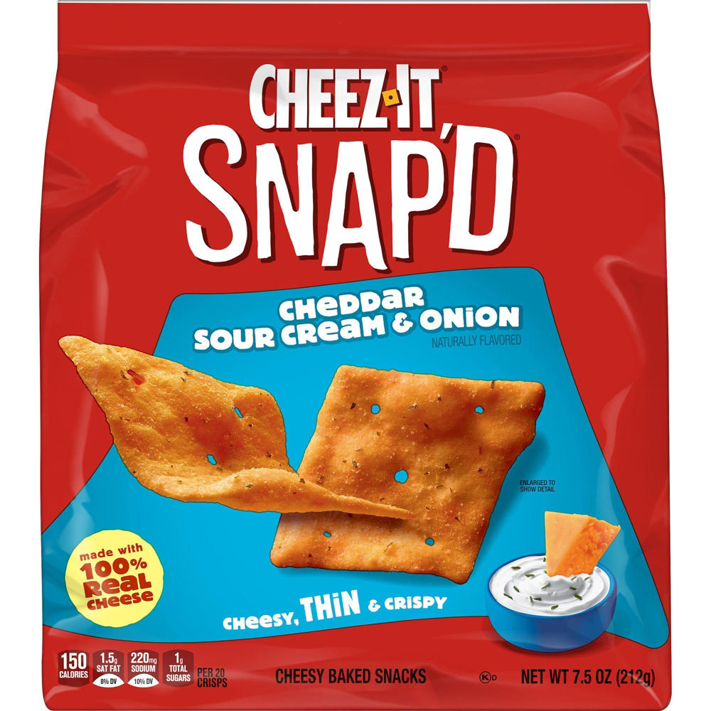Cheez-It Snap'd Cheddar Sour Cream and Onion Cheese Cracker Chips, 7.5 oz