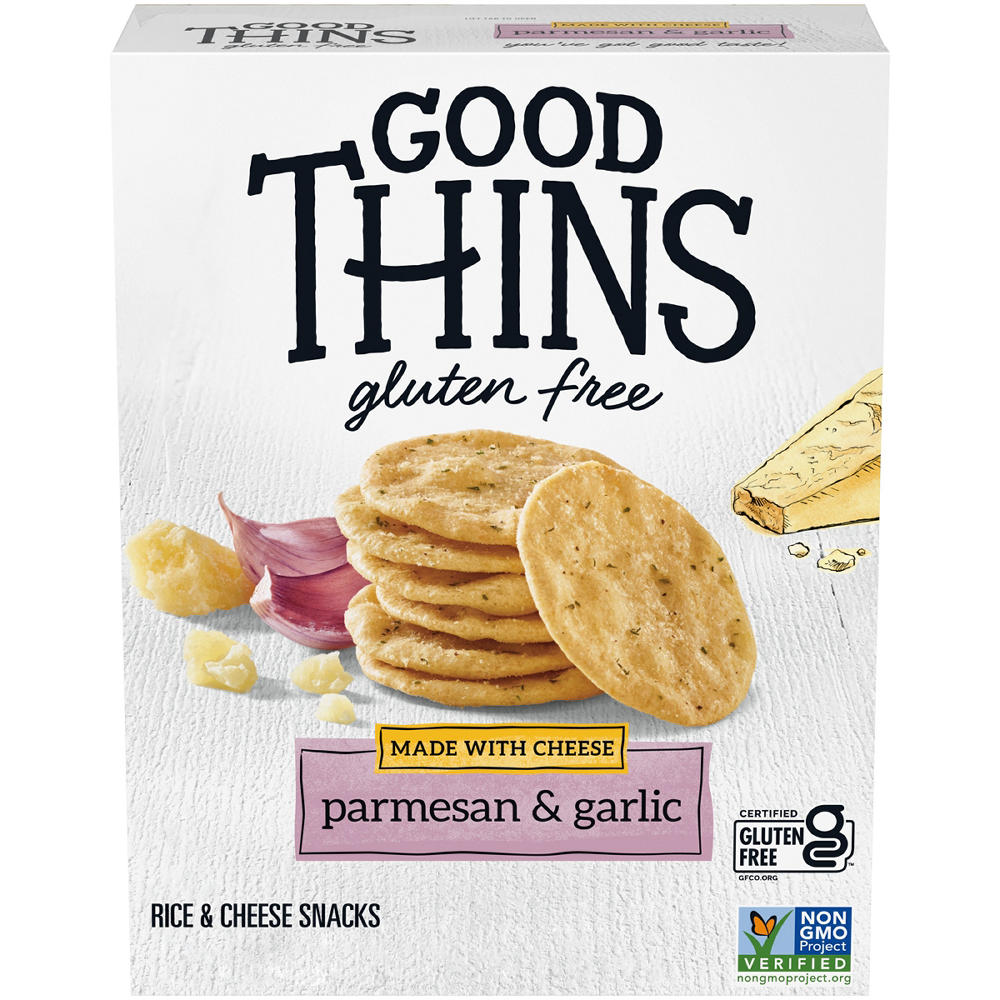 Good Thins Parmesan & Garlic Rice & Cheese Snacks Gluten Free Crackers, 3.5 oz