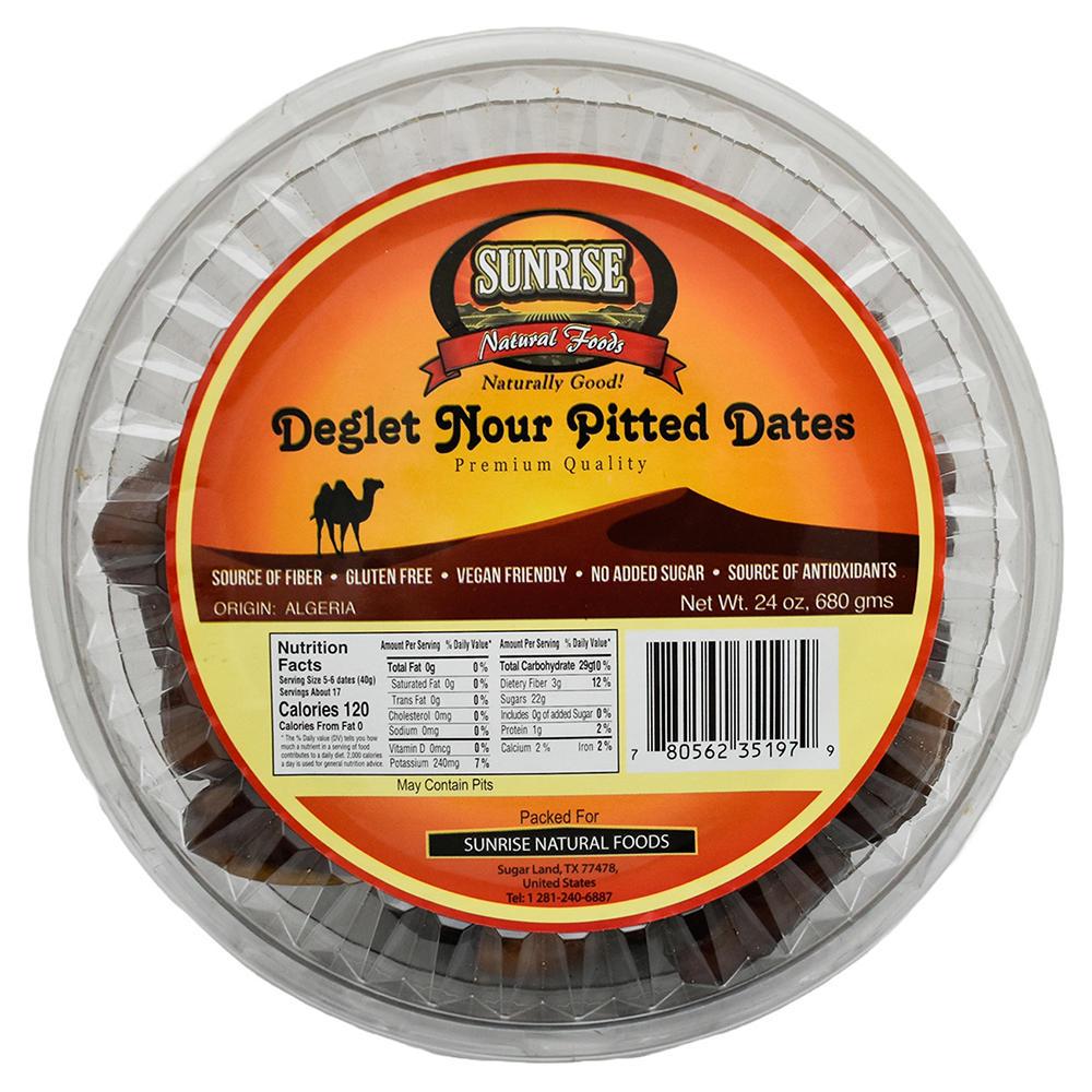 Sunrise Natural Foods Deglet Nour Pitted Dates, 24 oz