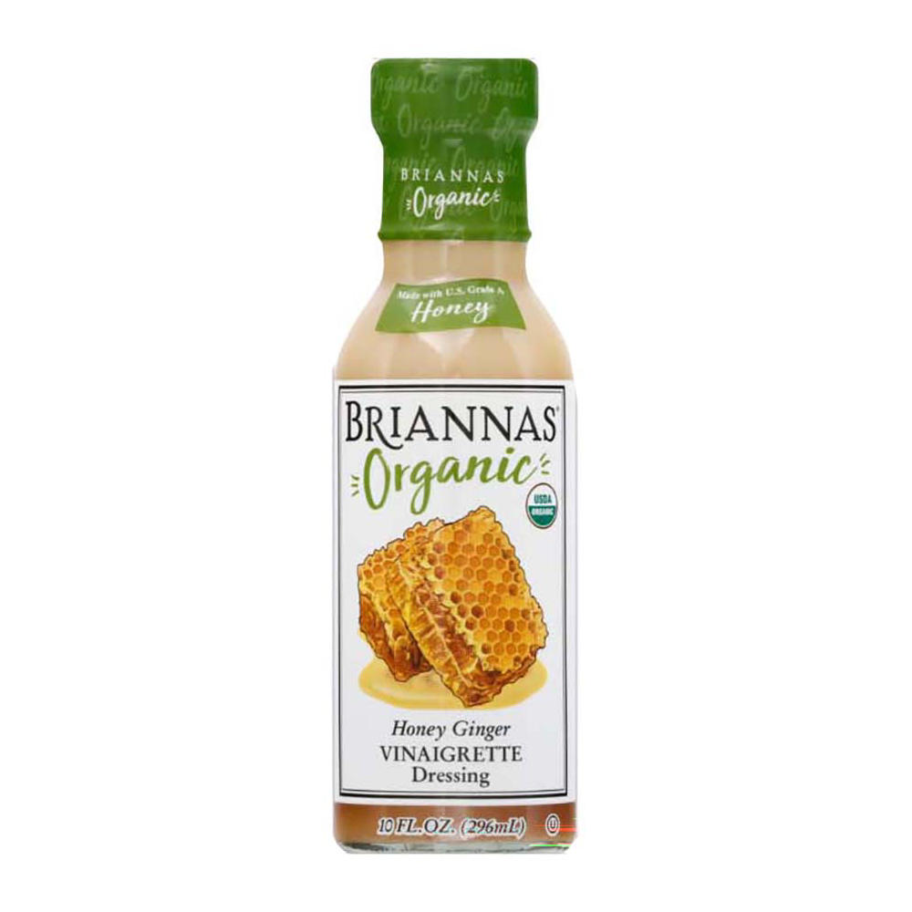 Briannas Organic Honey Ginger Vinaigrette Dressing, 10 oz