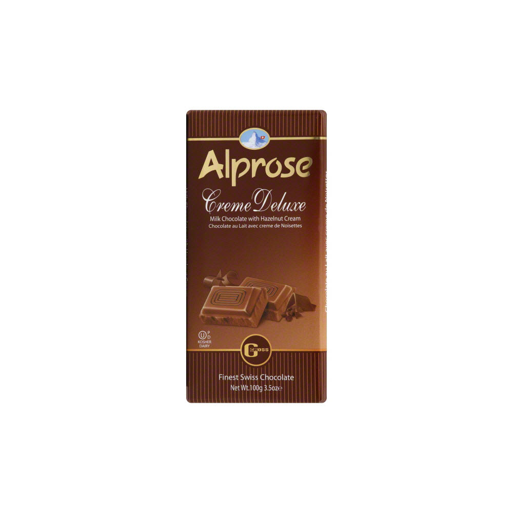 Alprose Creme Deluxe Milk Chocolate with Hazelnut Cream, 3.5 oz