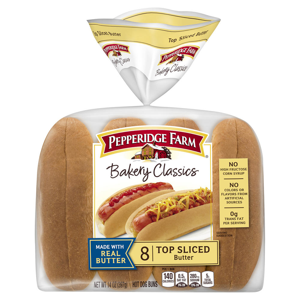 Pepperidge Farm Bakery Classics Top Sliced Butter Hot Dog Buns, 8 ct