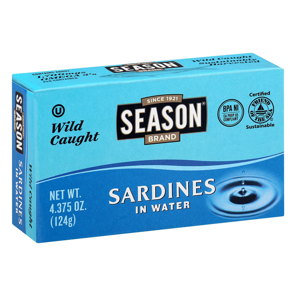Season Sardines in Water, 4.38 oz