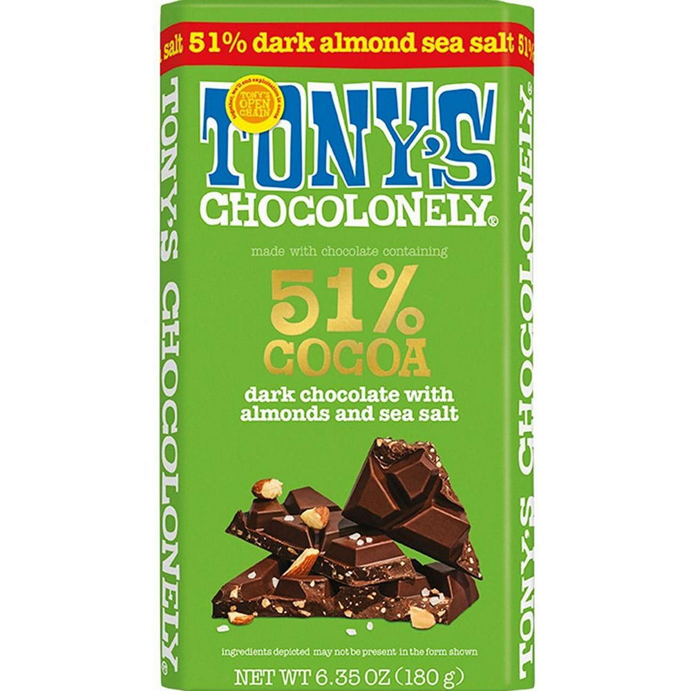 Tony's Chocolonely Bar Dark Almond Sea Salt, 6.35 oz