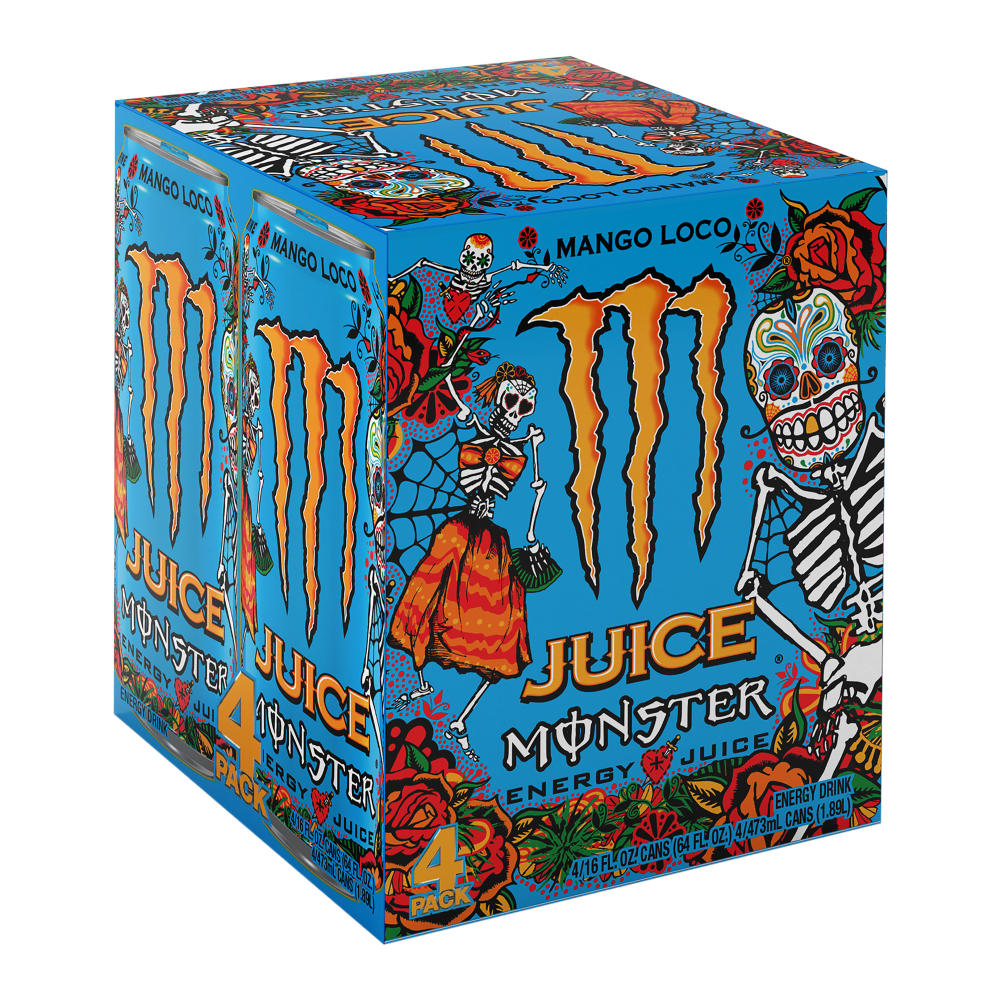 Monster Energy Juice Monster Mango Loco, Energy + Juice, 16 oz. Cans, 4 pk