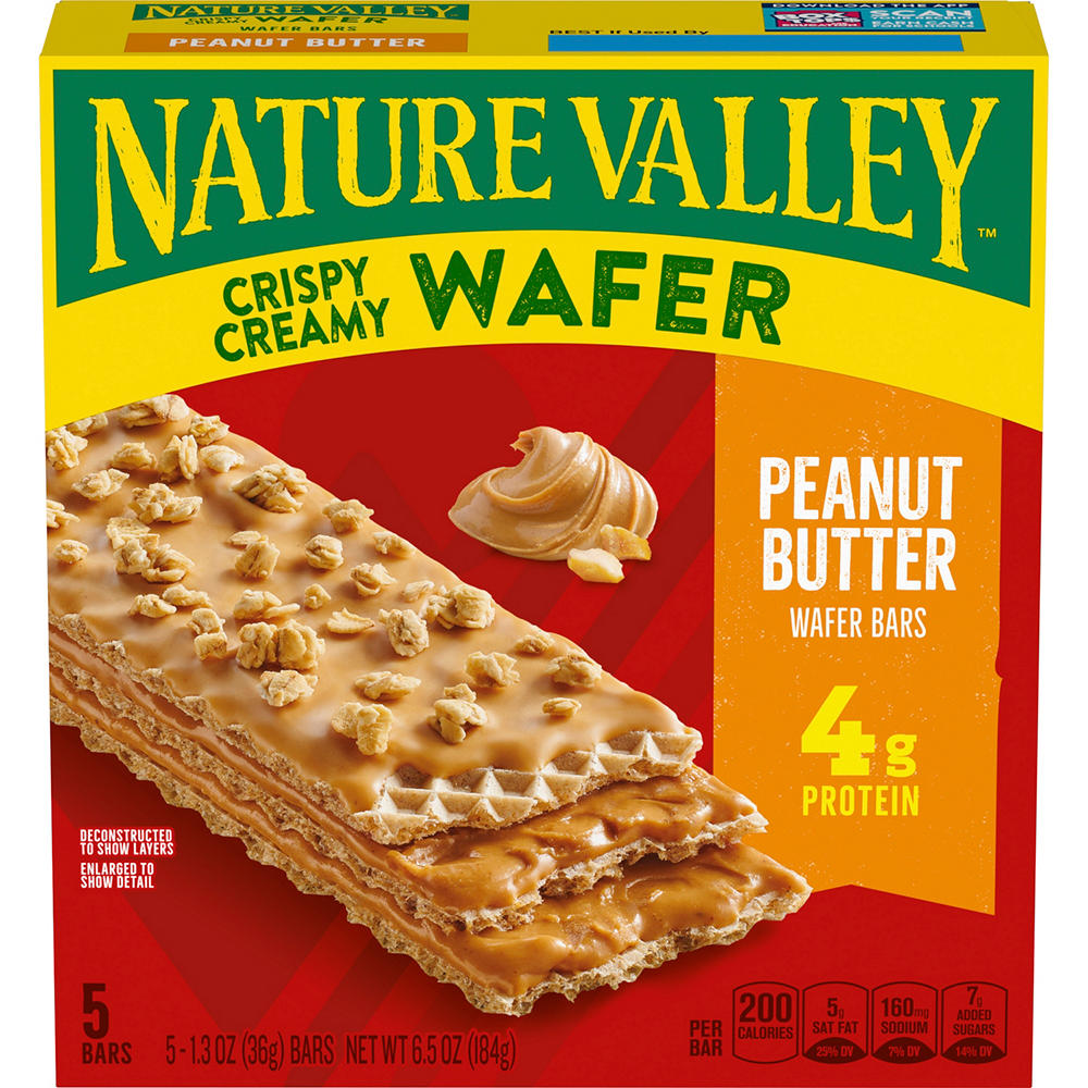 Nature Valley Peanut Butter Crispy Creamy Wafer Bars, 5 ct