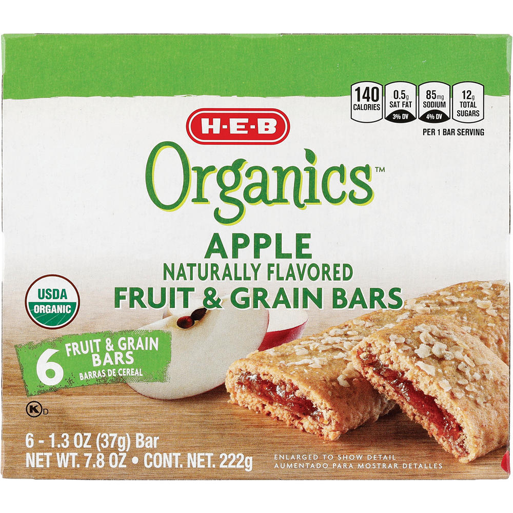 H-E-B Organics Fruit & Grain Bars - Apple, 6 ct