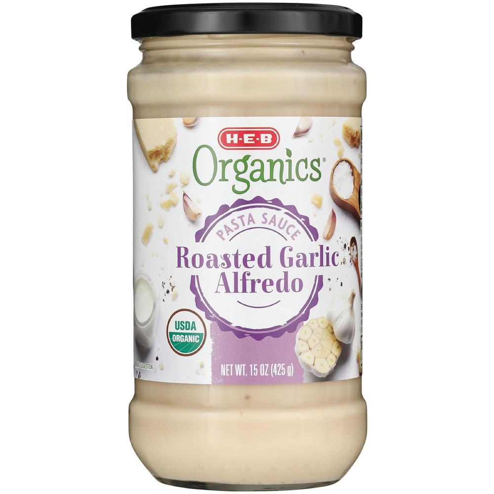 H-E-B Organics Roasted Garlic Alfredo Pasta Sauce, 15 oz