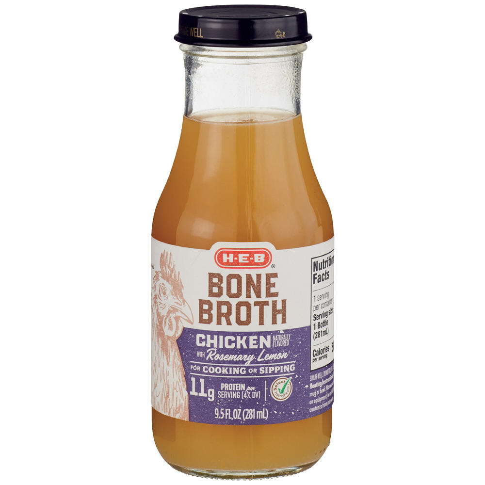 H-E-B Rosemary Lemon Chicken Bone Broth, 9.5 oz