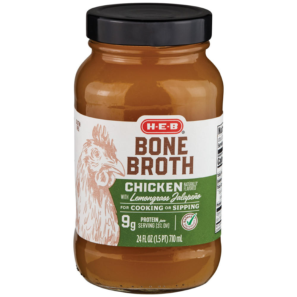 H-E-B Chicken with Lemongrass Jalapeno Bone Broth, 24 oz