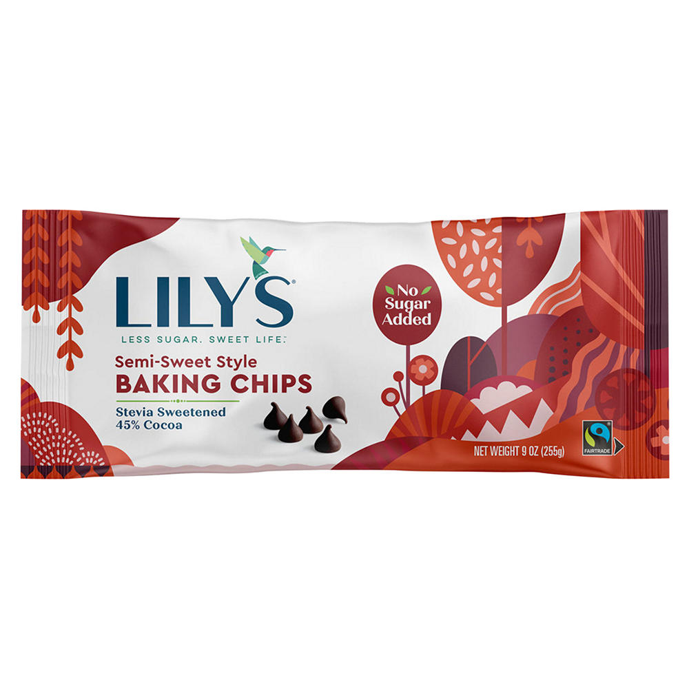 Lily's No Sugar Added Semi-Sweet Style Baking Chips, 9 oz