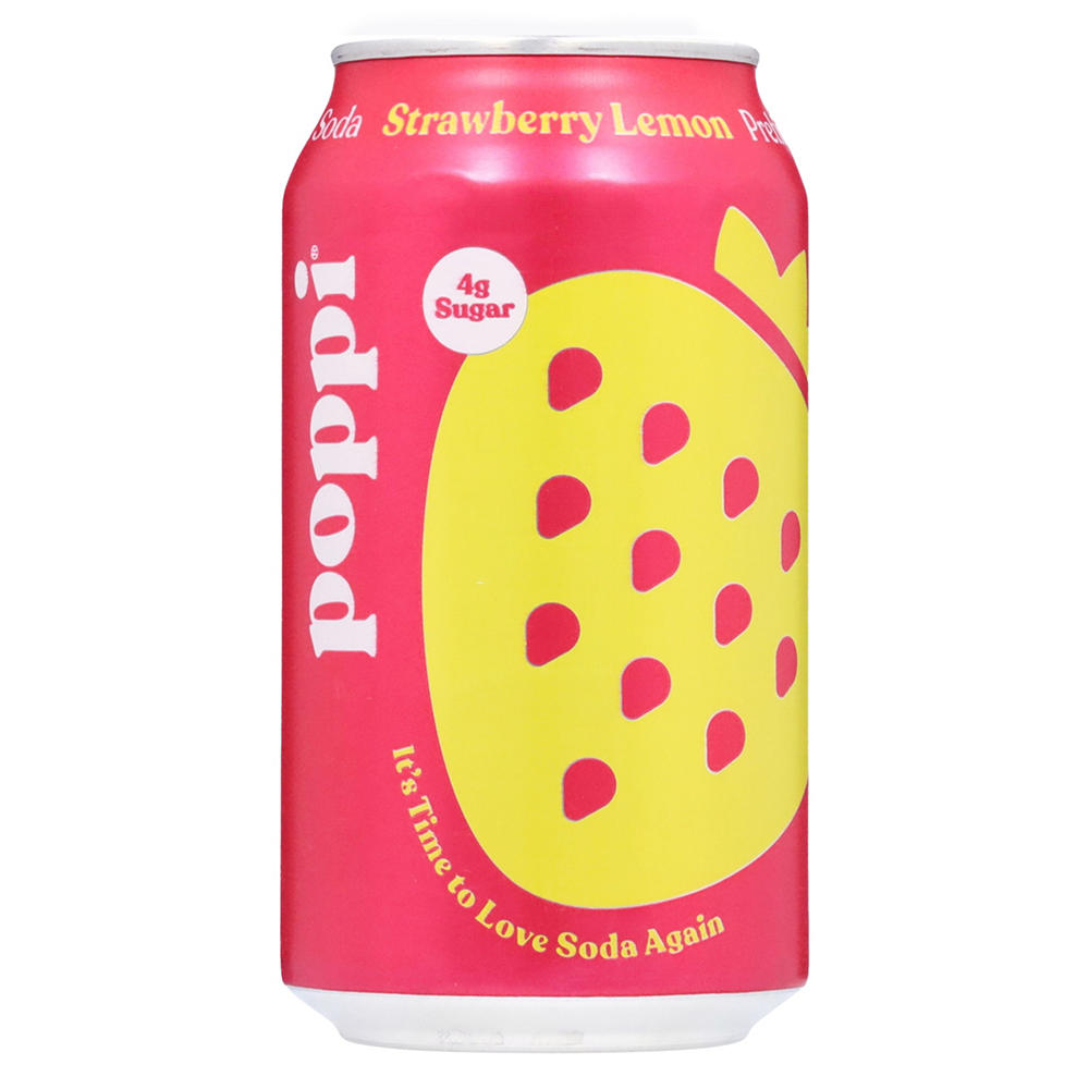 poppi Prebiotic Soda - Strawberry Lemon, 12 oz