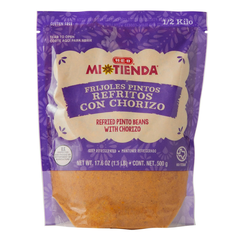 H-E-B Mi Tienda Frijoles con Chorizo Refried Pinto Beans, 17.6 oz