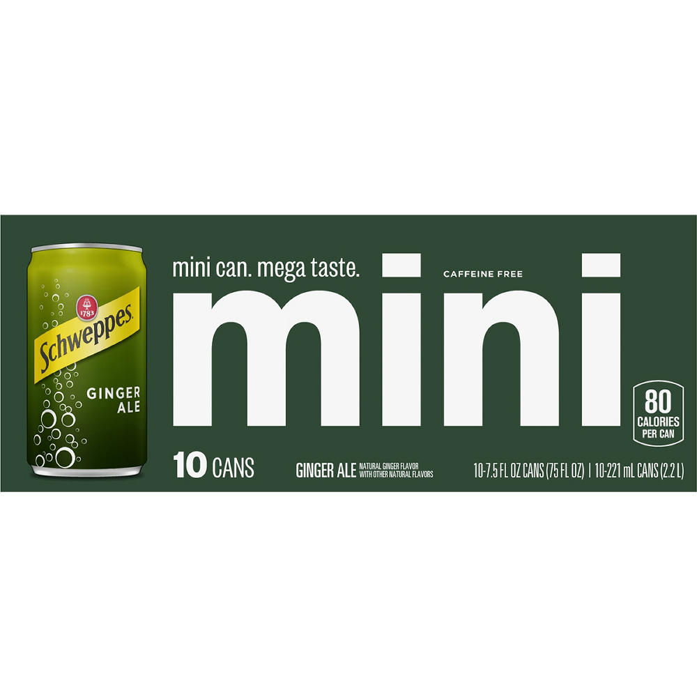 Schweppes Ginger Ale Mini Cans, 10 pk, 7.5 oz