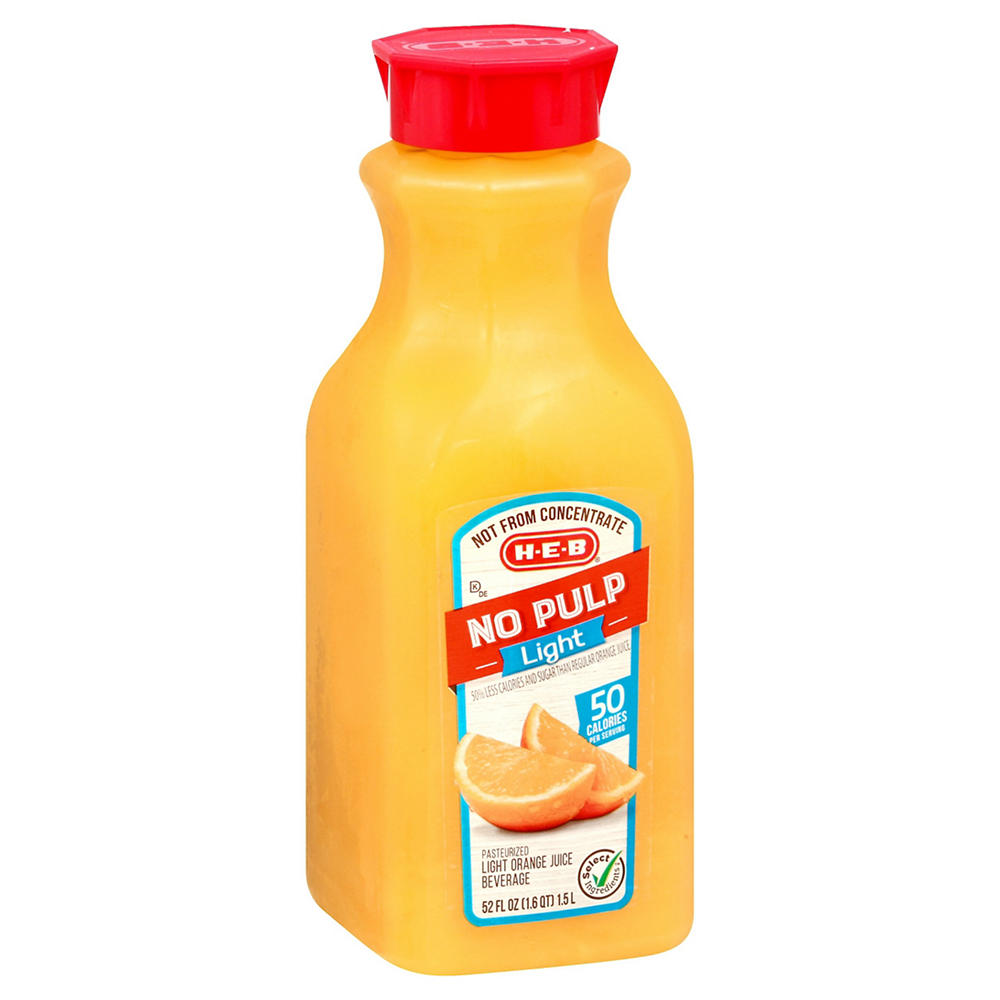 H-E-B No Pulp Light Orange Juice, 52 oz