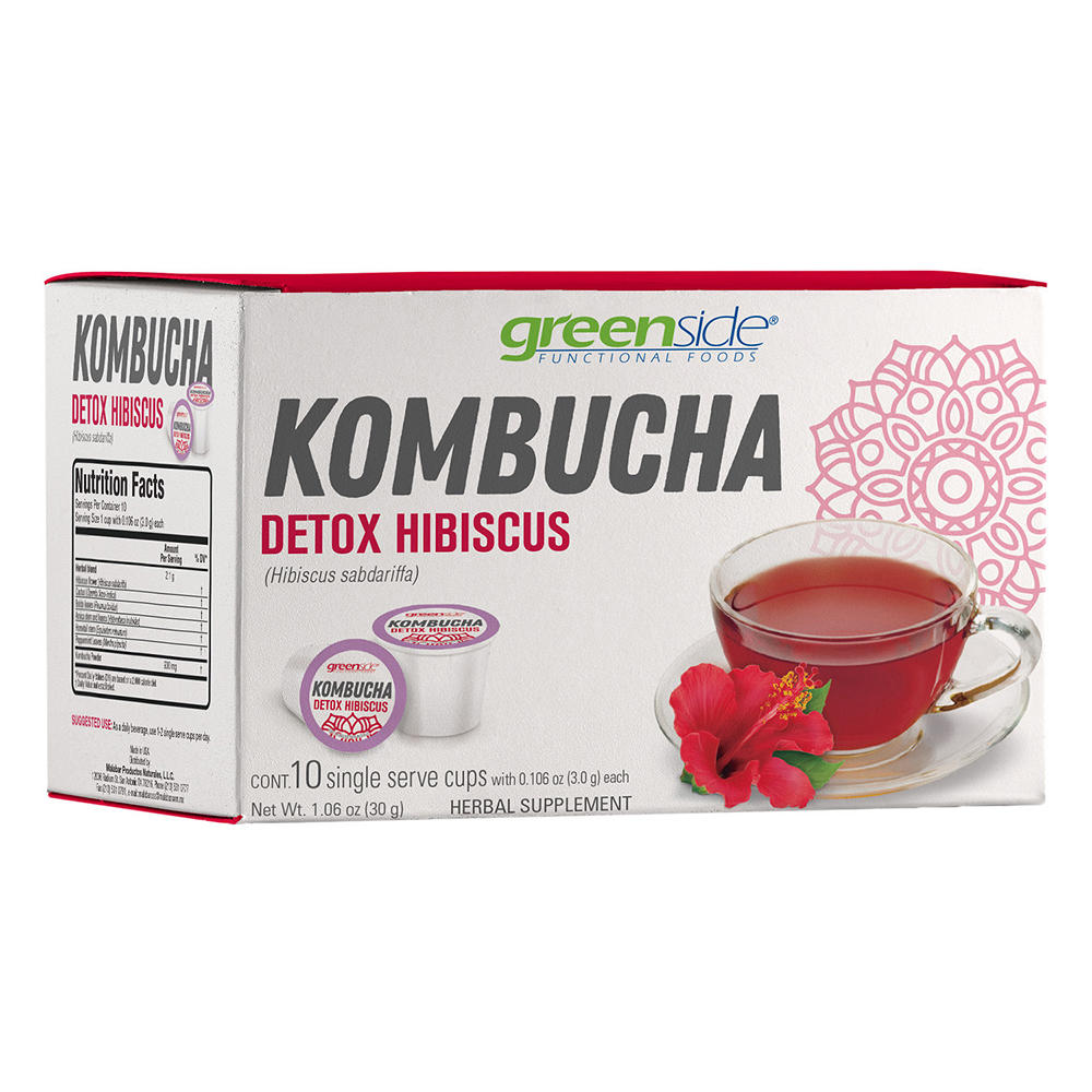 Greenside Detox Hibiscus Kombucha Single Serve Cups, 10 ct