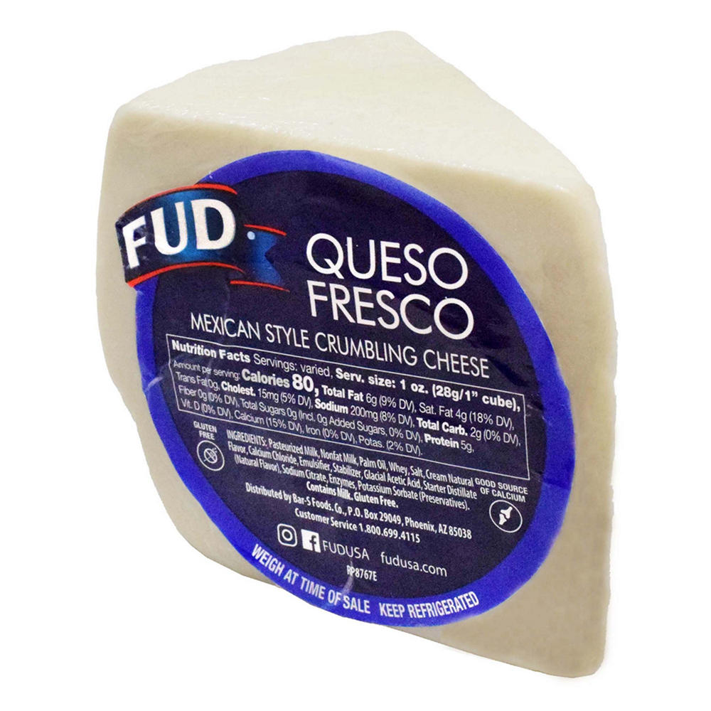 Fud Queso Fresco Natural Cheese Wedge, Avg. 0.79 lb